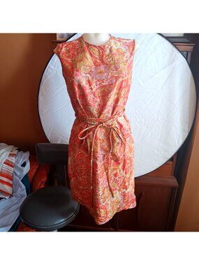 Gay Gibson Vintage Women's Dress Medium 1960's Sleeveless Print Acetate